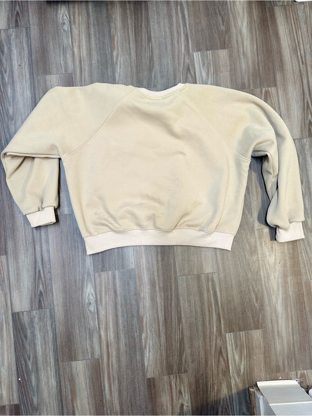 “Cat Aholic” Beige Embroidered Graphic Pet Crew Neck Sweatshirt, Small - Picture 5 of 8